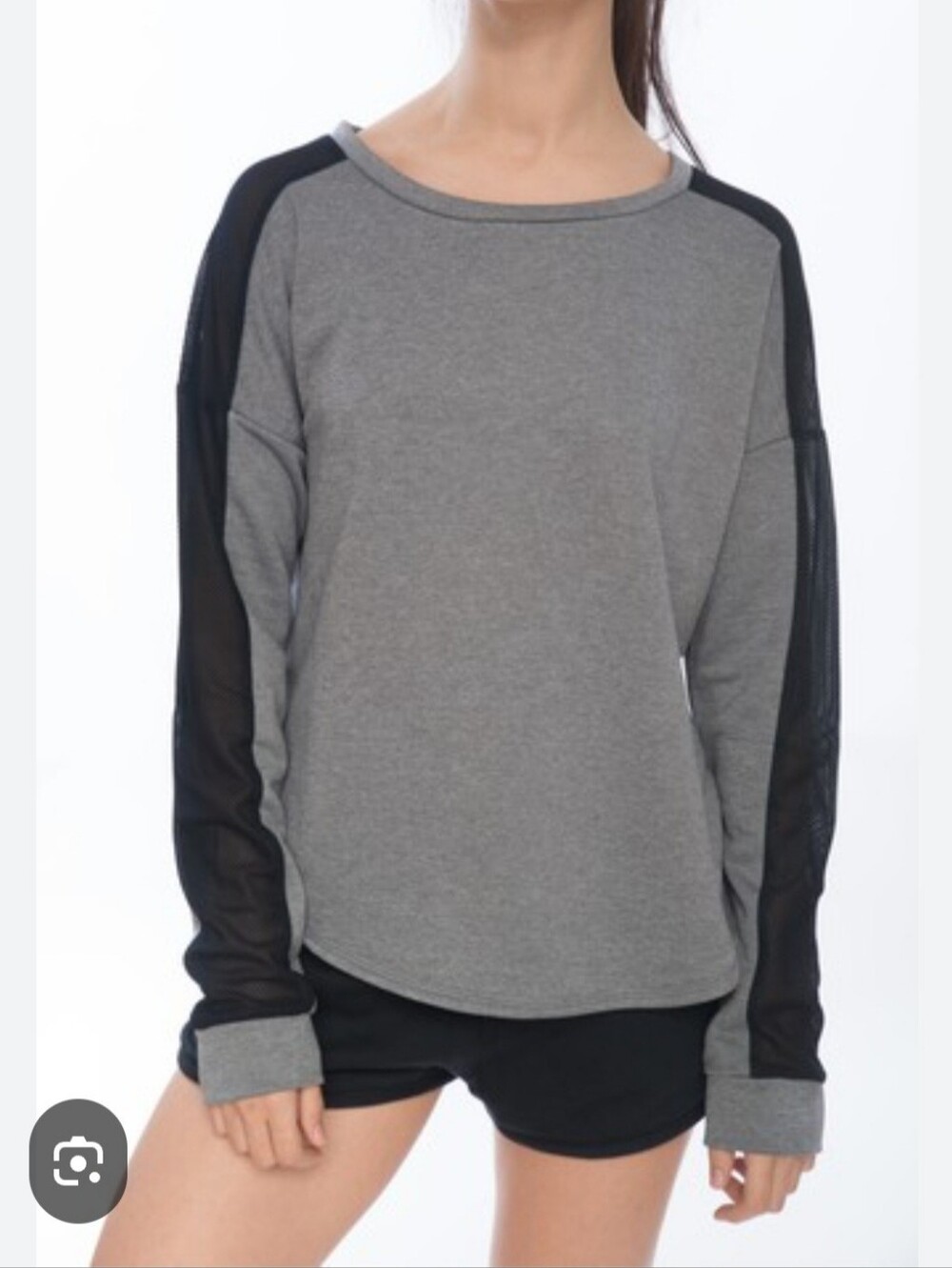 Nike Hurley Gray Crewneck Sweater with Black Shoulder Mesh Panels